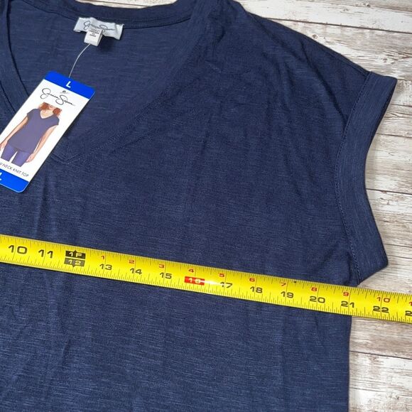 NWT JESSICA SIMPSON Comfy V-Neck T-Shirt Knit Top Indigo Blue Size Large Shirt - Picture 6 of 10